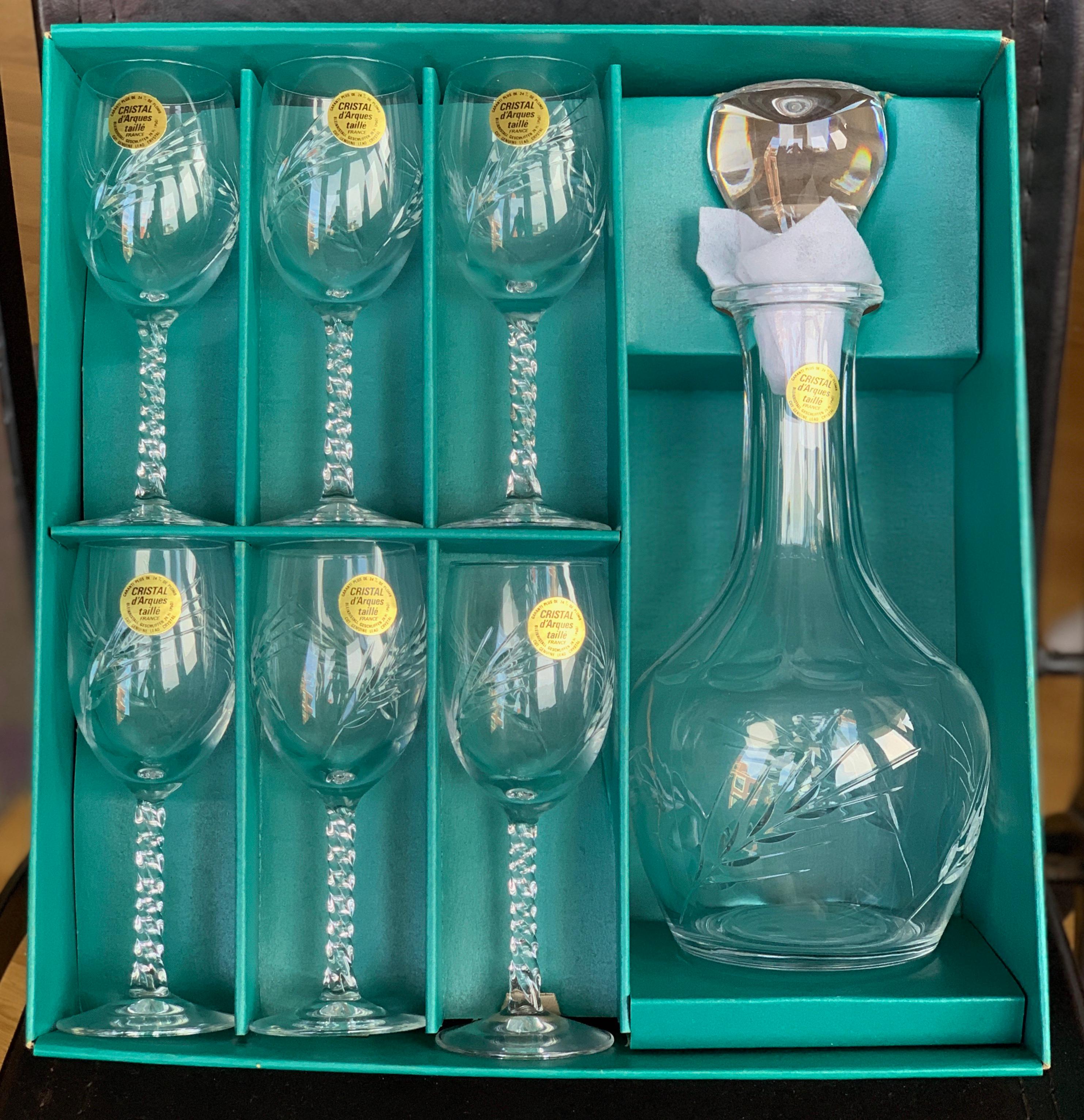Genuine Lead Cristal D Arques Porto Sherry French Glasses Set At 1stdibs