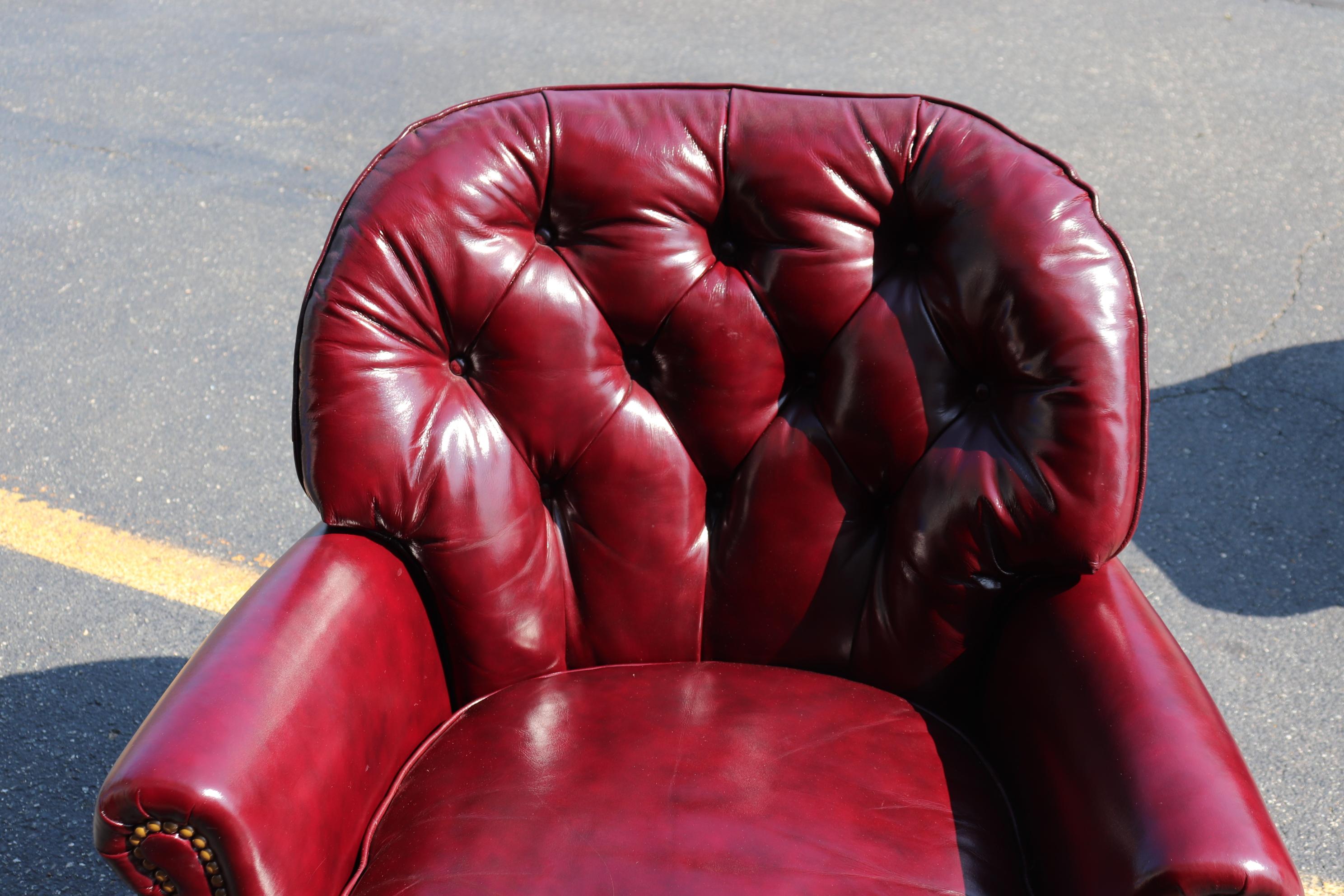 burgundy leather club chair