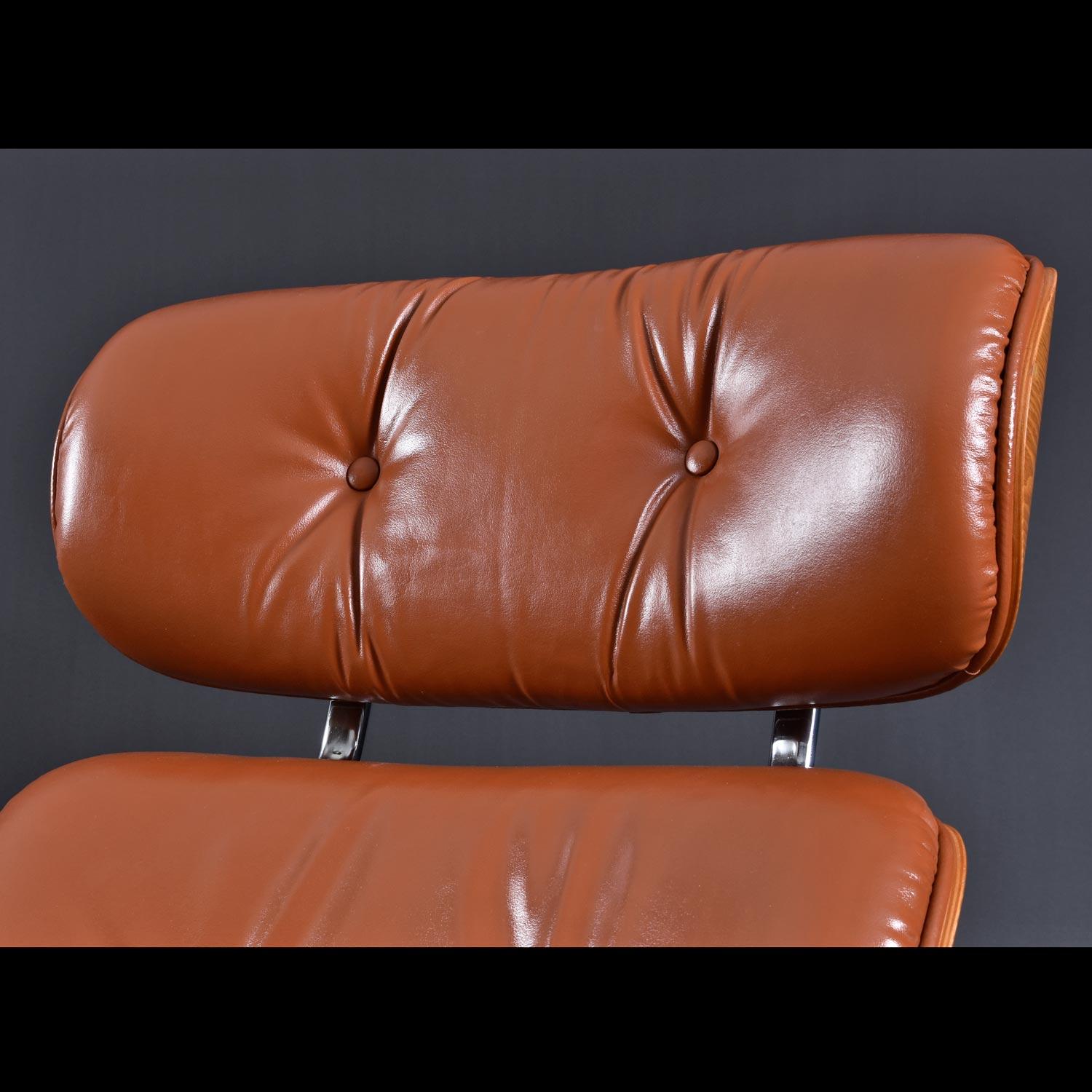 Late 20th Century Vintage 1970s Genuine Leather Cofemo Lounge Chair and Ottoman, Made in Italy