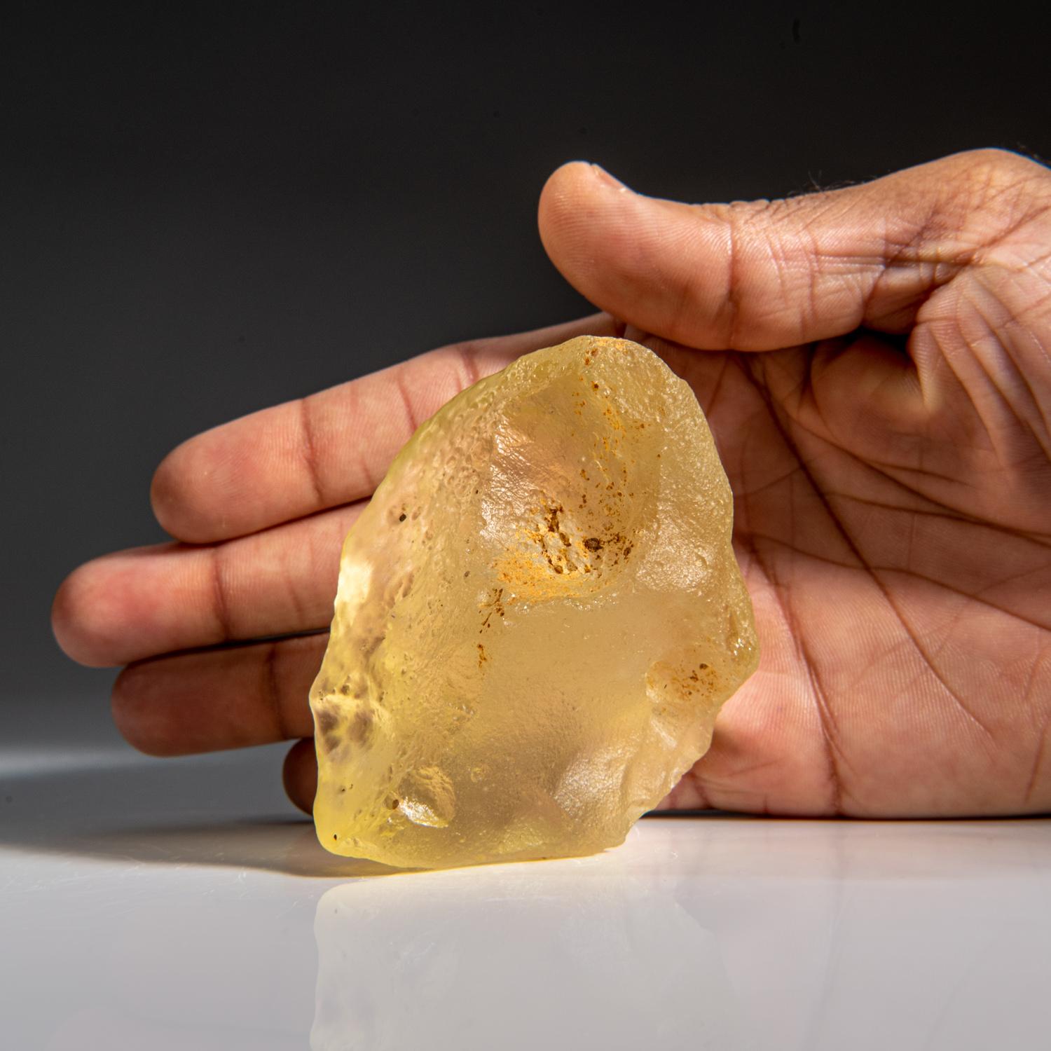 Égyptien Tektite authentique en verre du désert de Liban dans une boîte d'exposition  (140,1 grammes) en vente