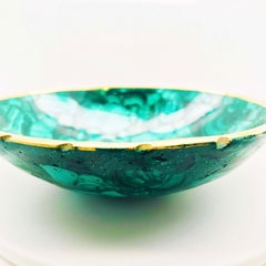 Bol en malachite véritable:: bol original pour bijoux en pierre précieuse avec malachite naturelle