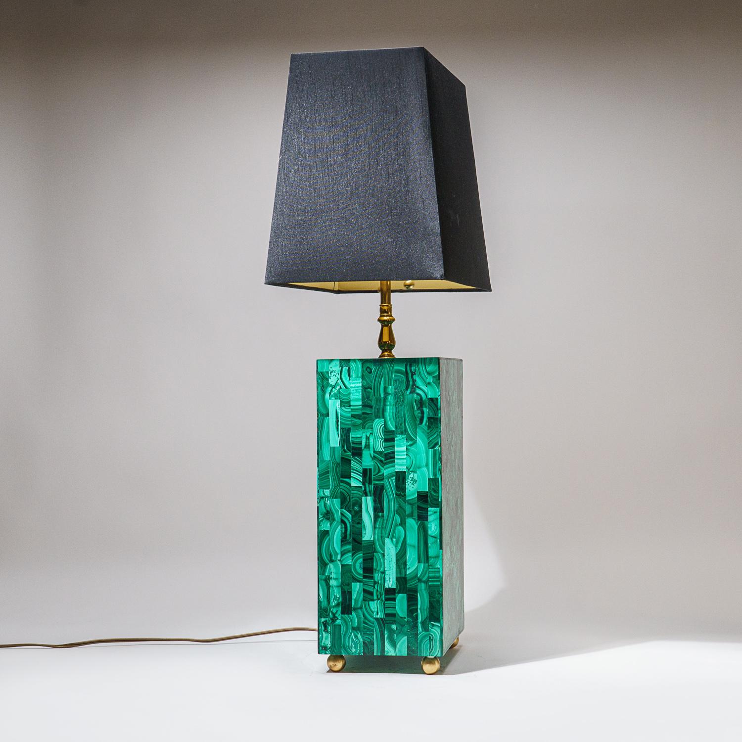 Genuine Malachite Lamp (14.5 lbs) For Sale 1