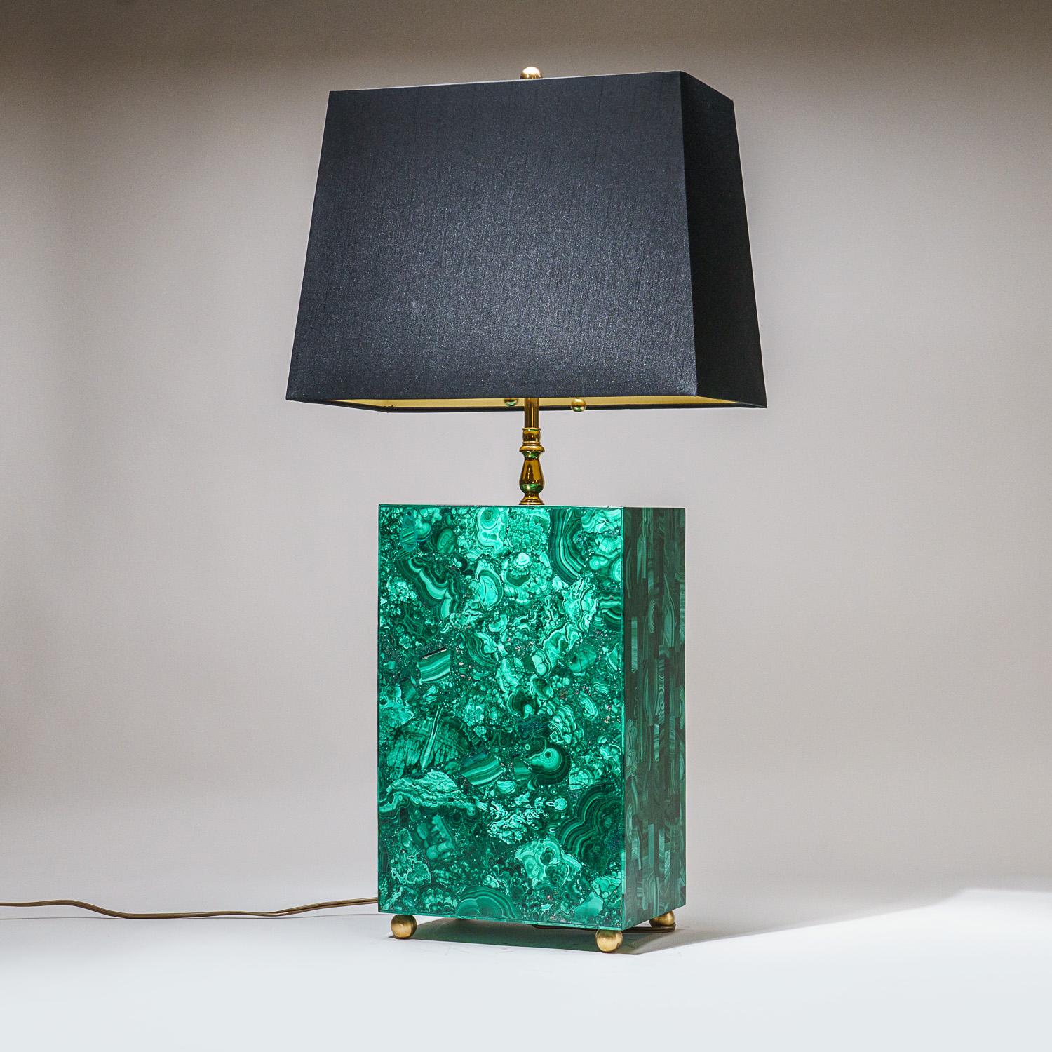 Genuine Malachite Lamp (14.5 lbs) For Sale 2