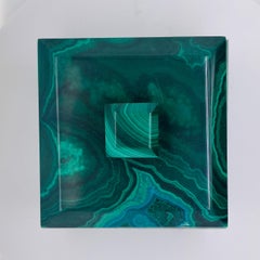Boîte à bijoux à coussin en malachite véritable, 11,55 Oz