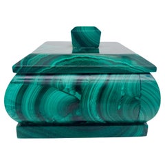 Genuine Malachite Slab Cushion Jewelry Trinket Box, 11.55 Oz