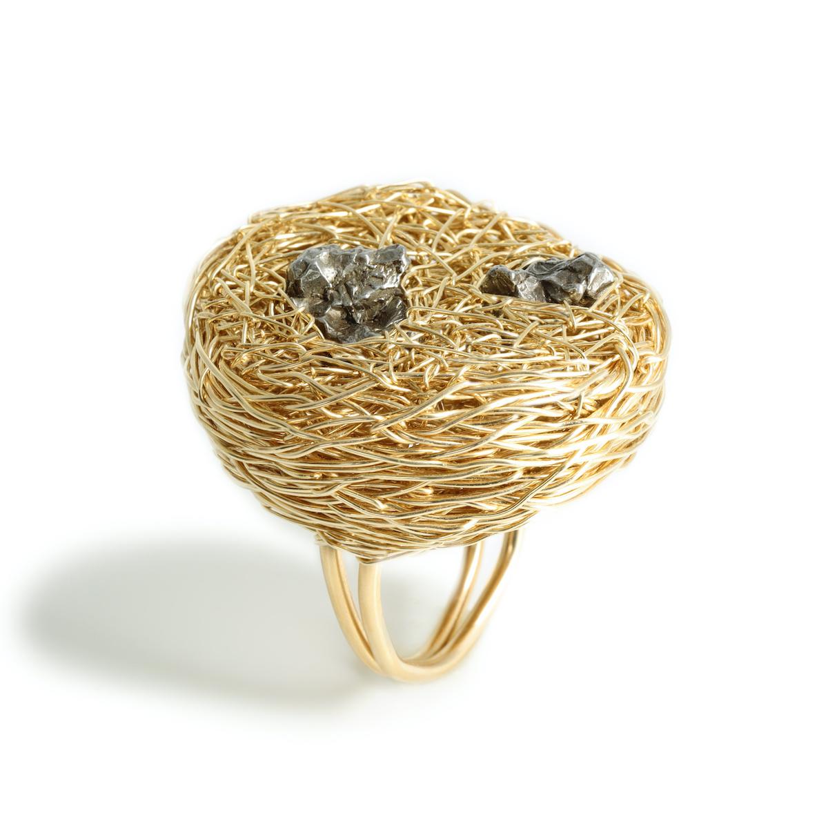 Genuine Meteorite One-of-a-kind Statement Cocktail Ring by the artist For Sale 7