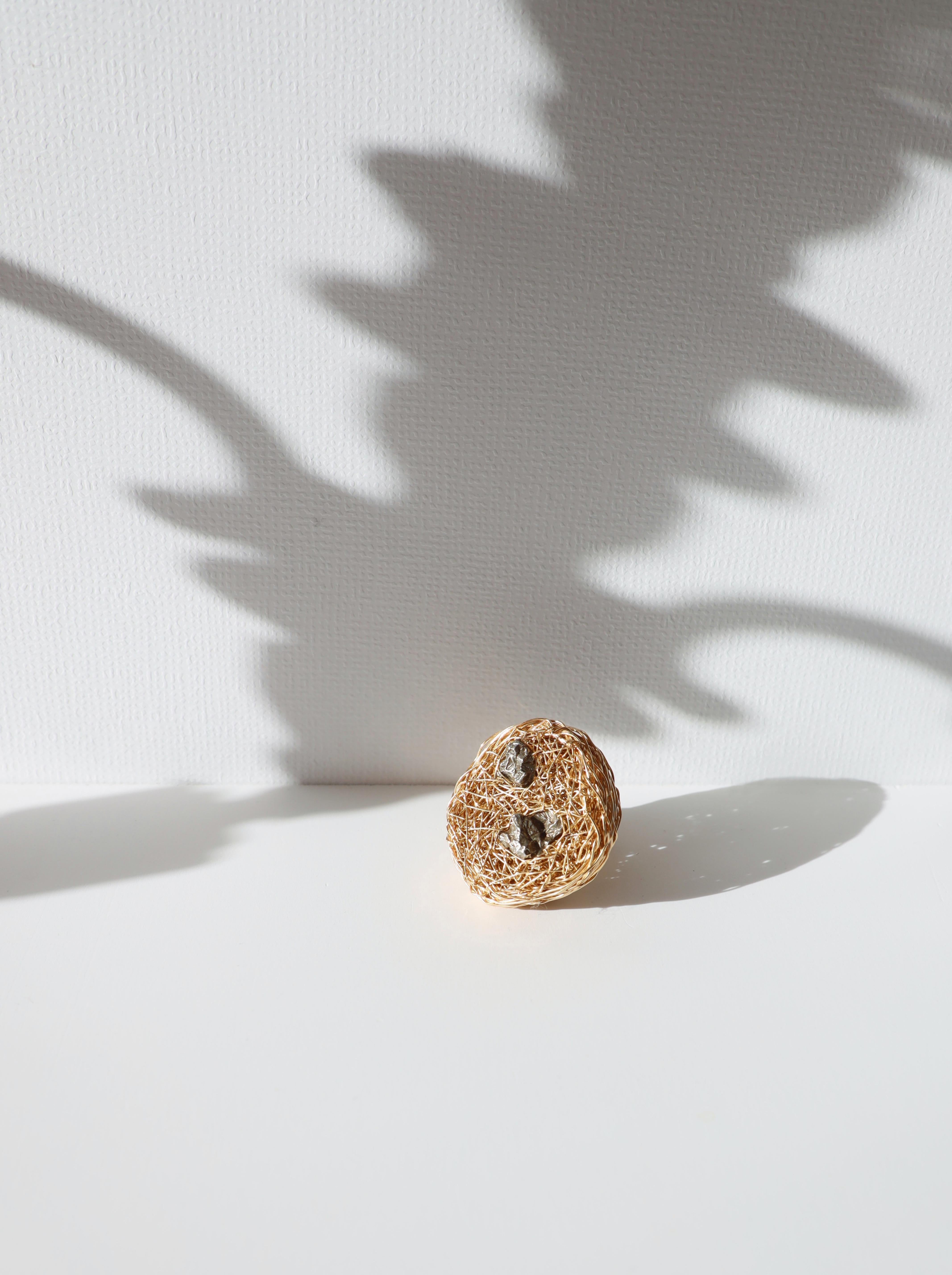 Genuine Meteorite One-of-a-kind Statement Cocktail Ring by the artist For Sale 4