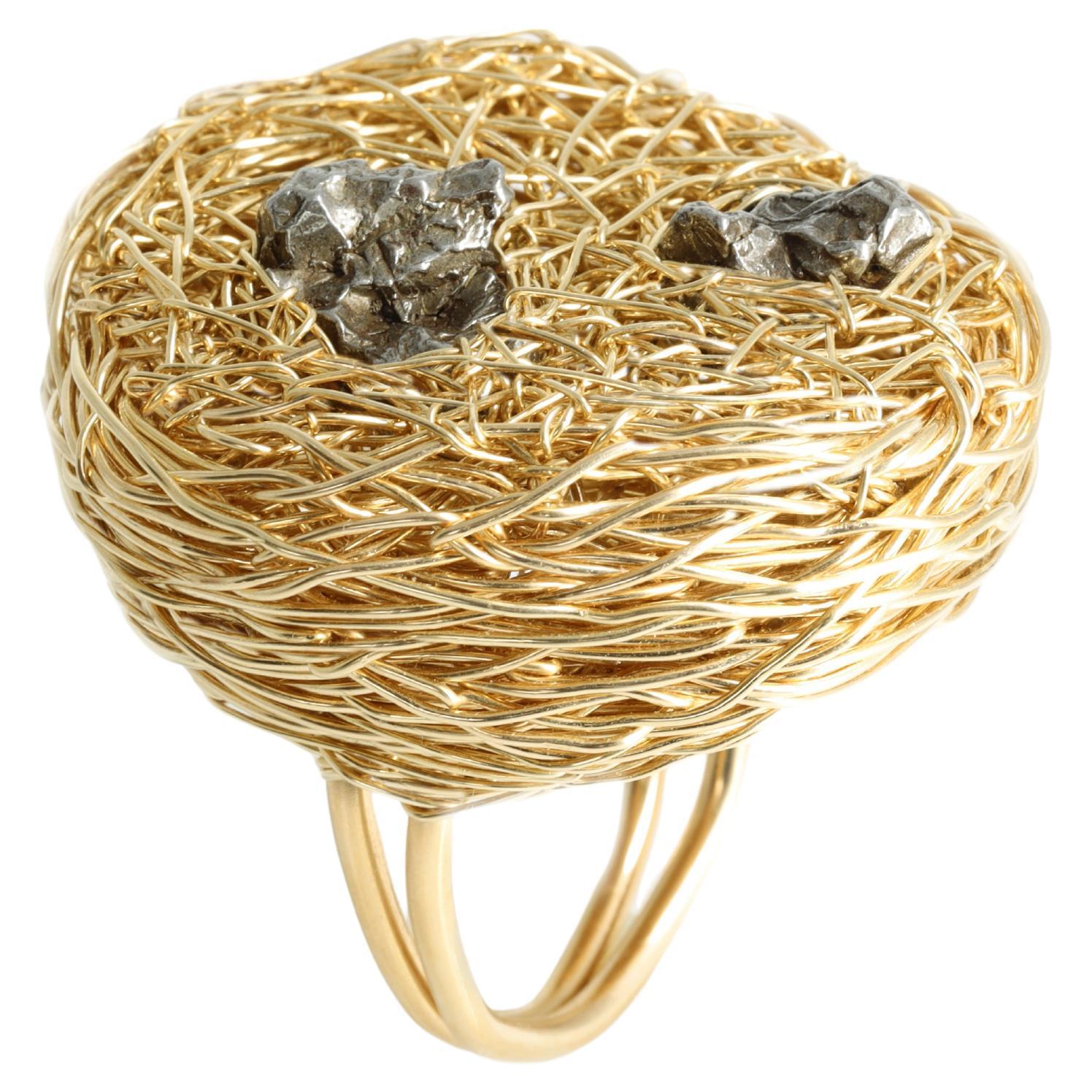 Genuine Meteorite One-of-a-kind Statement Cocktail Ring by the artist