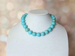 Genuine Mexican Sonora Turquoise Beaded Necklace with Karl Lagerfeld logo Clasp