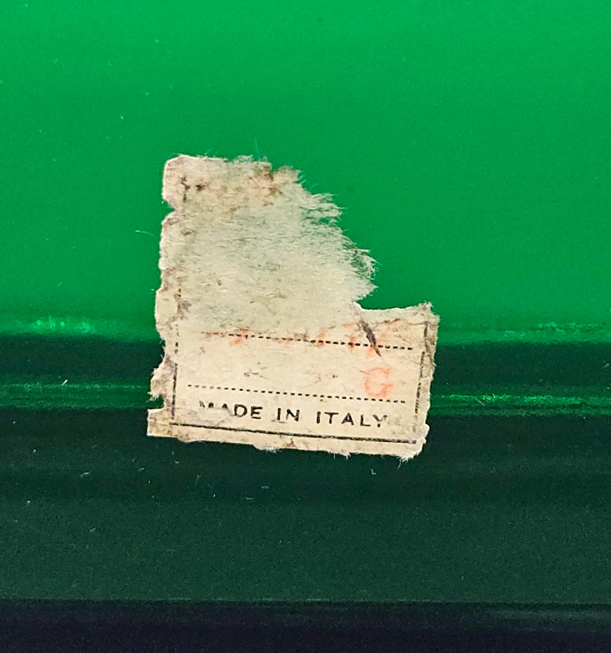 Italian Genuine Mid Century Cenedese Murano Green Box with Original Labels Italy c. 1950 For Sale