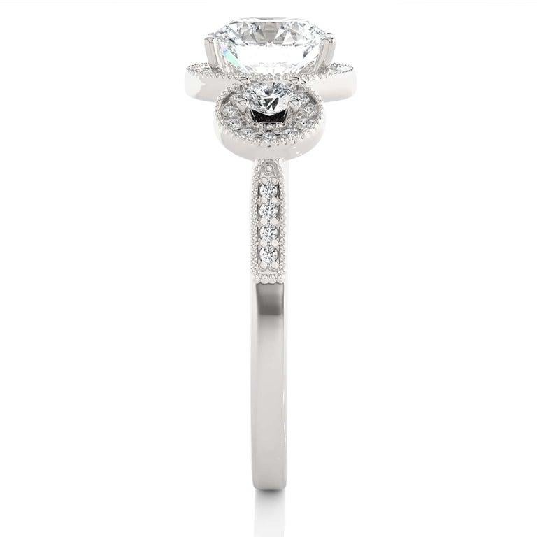 For Sale:  Genuine Moissanite Three Stone Ring for Wedding Gift Jewelry in 925 Silver 10