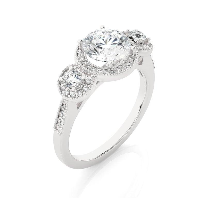 For Sale:  Genuine Moissanite Three Stone Ring for Wedding Gift Jewelry in 925 Silver 11
