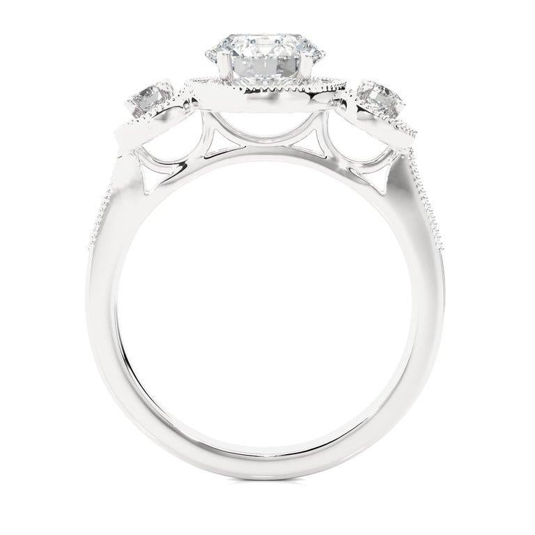 For Sale:  Genuine Moissanite Three Stone Ring for Wedding Gift Jewelry in 925 Silver 9