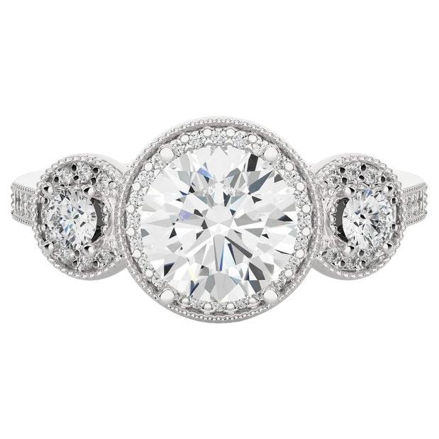 Genuine Moissanite Three Stone Ring for Wedding Gift Jewelry in 925 Silver
