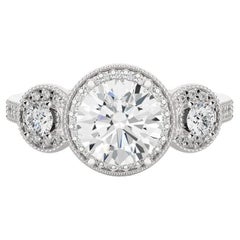 Echter Moissanit Drei Stein Ehering für Muttertag Geschenk in 925 Silber