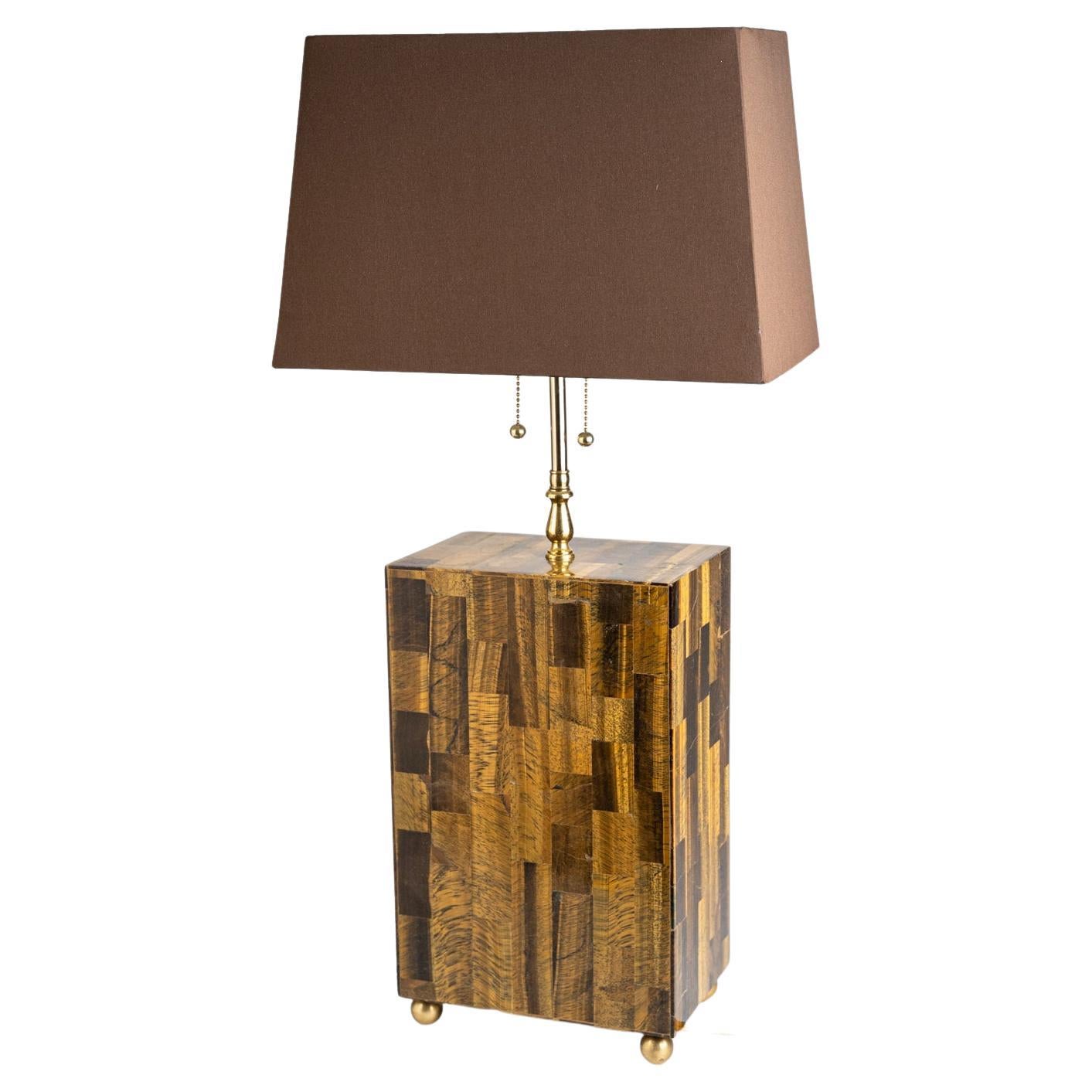 Mosaic Tiger's Eye Floor Lamp from India For Sale