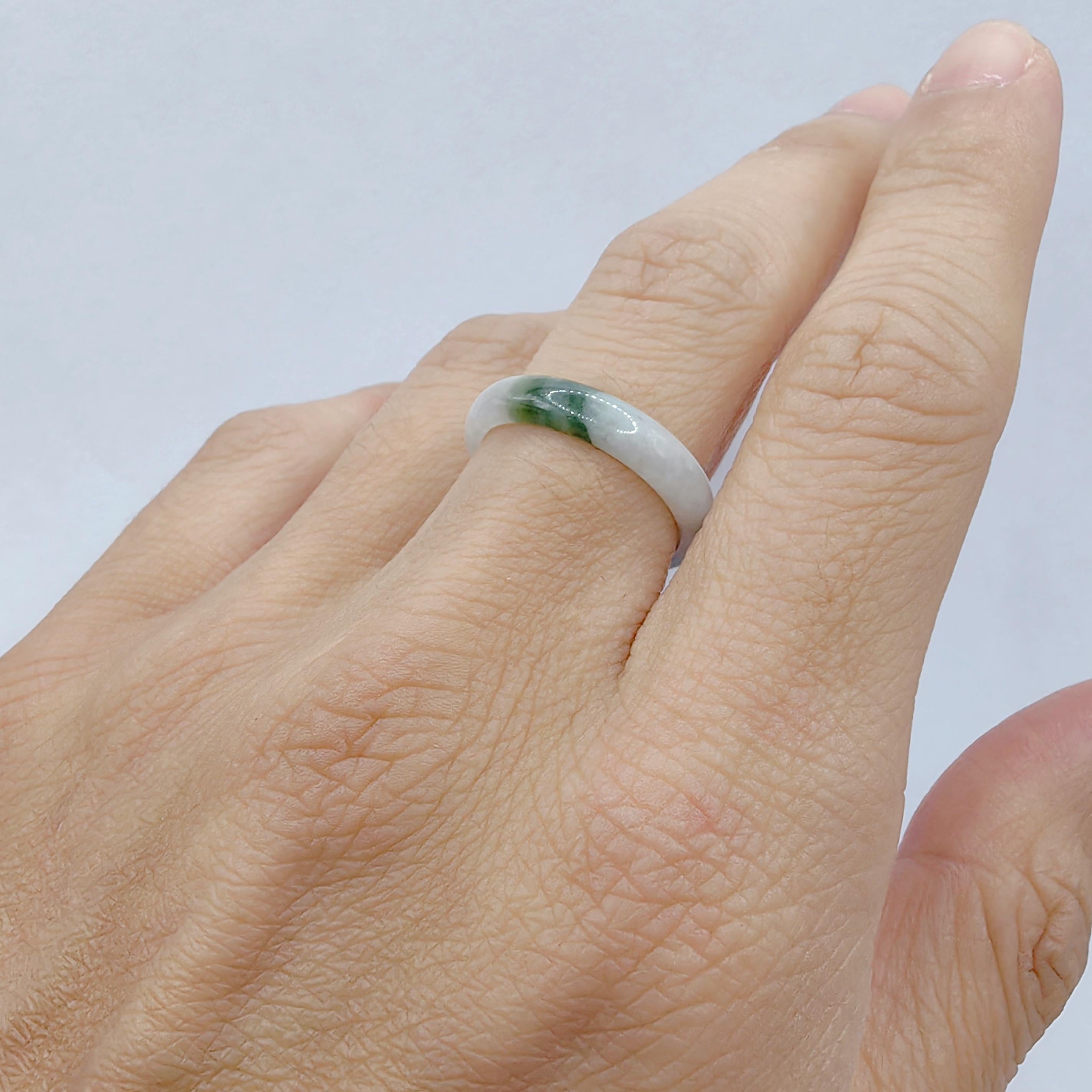 Genuine Moss in Snow Serpentine Jade Ring For Sale 5