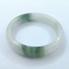 Genuine Moss in Snow Serpentine Jade Ring