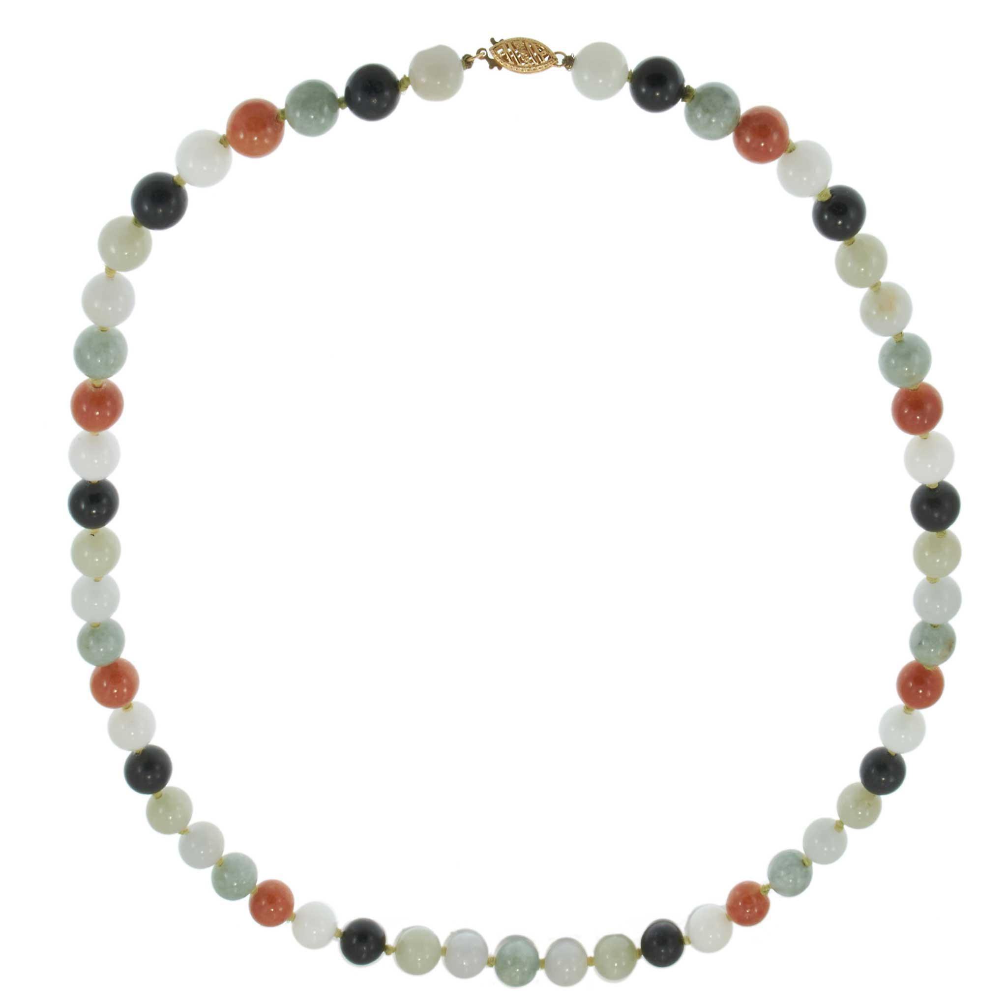 Perlina Collana di perle di giada autentica multicolore in vendita