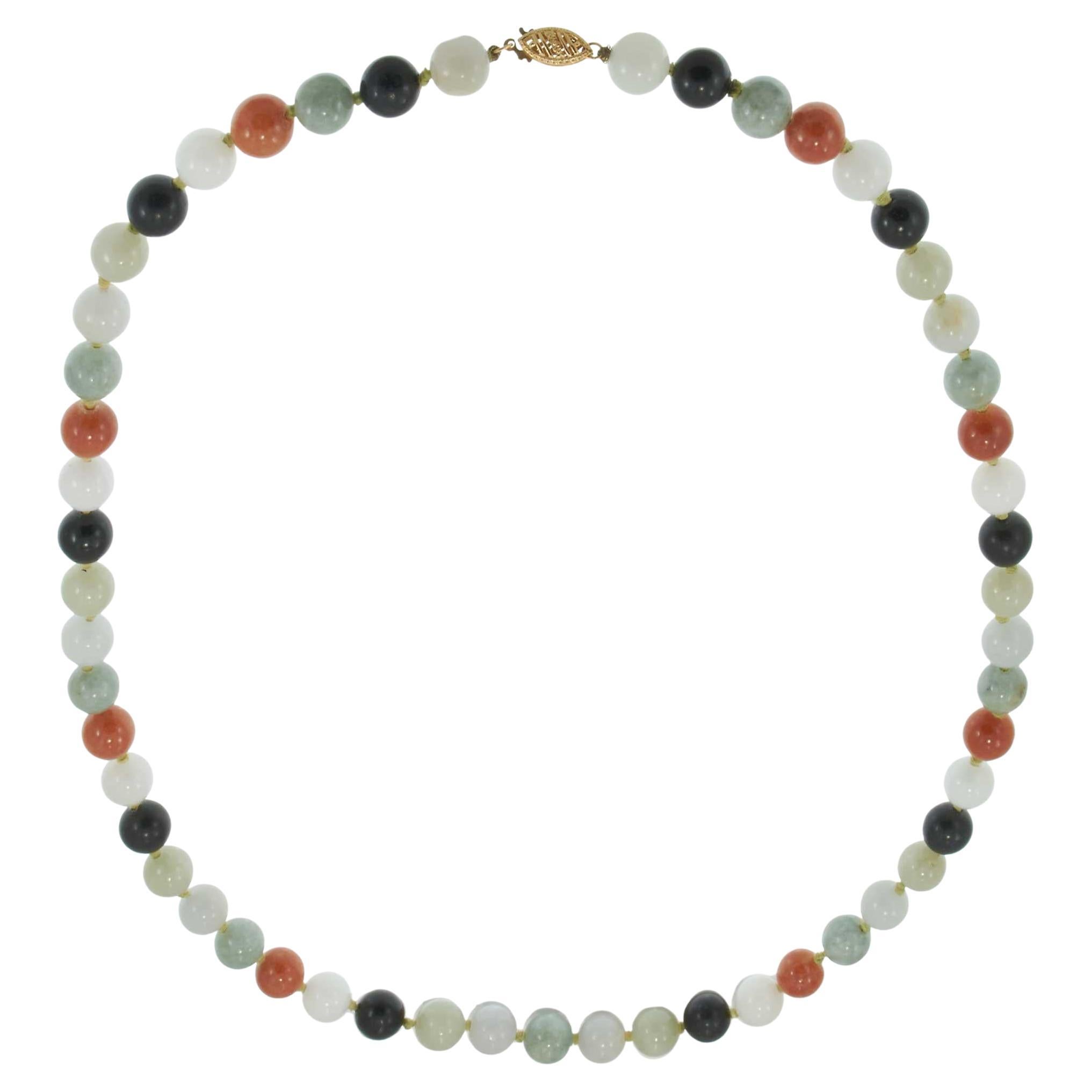Collana di perle di giada autentica multicolore