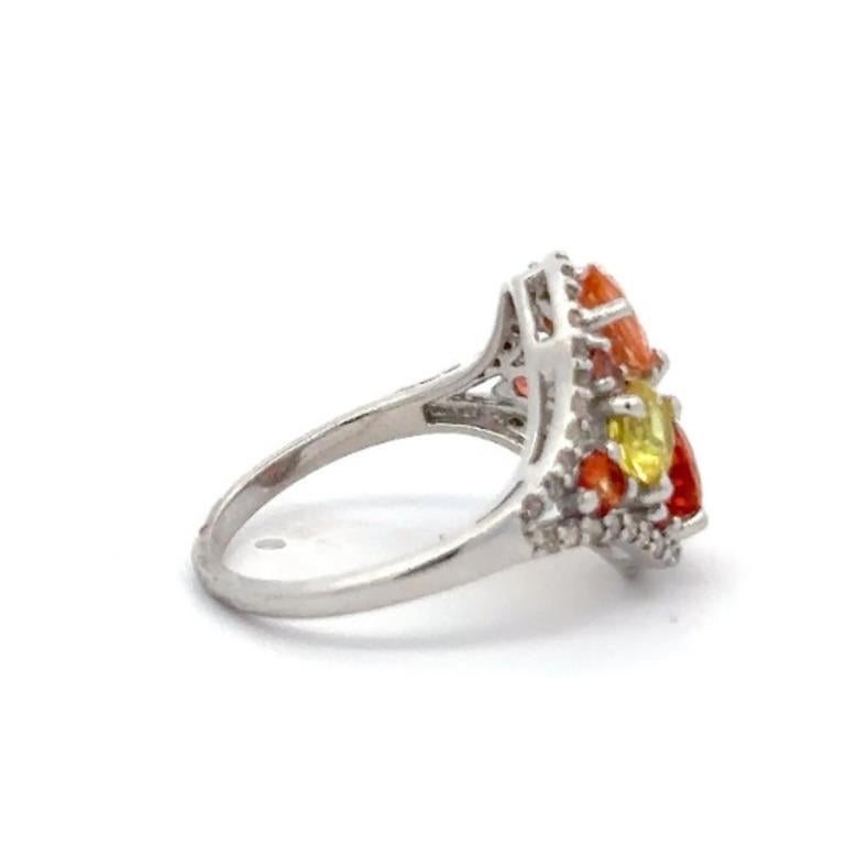 For Sale:  Genuine Multi Gemstone Women Wedding Ring Crafted in Sterling Silver 5
