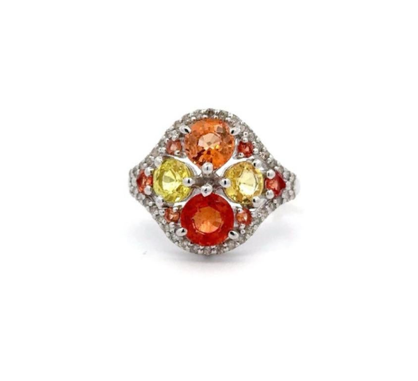 For Sale:  Genuine Multi Gemstone Women Wedding Ring Crafted in Sterling Silver 6