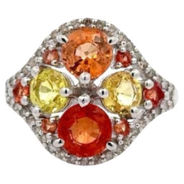 For Sale:  Genuine Multi Gemstone Women Wedding Ring Crafted in Sterling Silver
