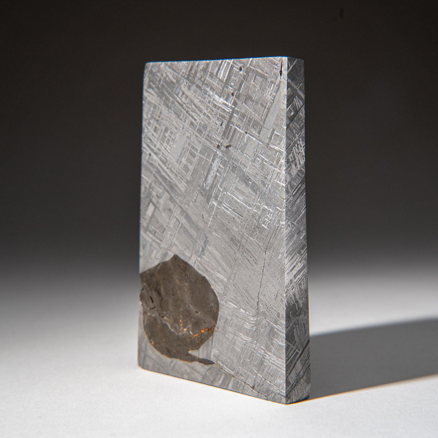 Autentica fetta di meteorite Muonionalusta da Norrbotten, Svezia.

Il Muonionalusta è un meteorite classificato come ottaedrite fine, tipo IVA (Of) che ha impattato nella Scandinavia settentrionale, a ovest del confine tra Svezia e Finlandia, circa
