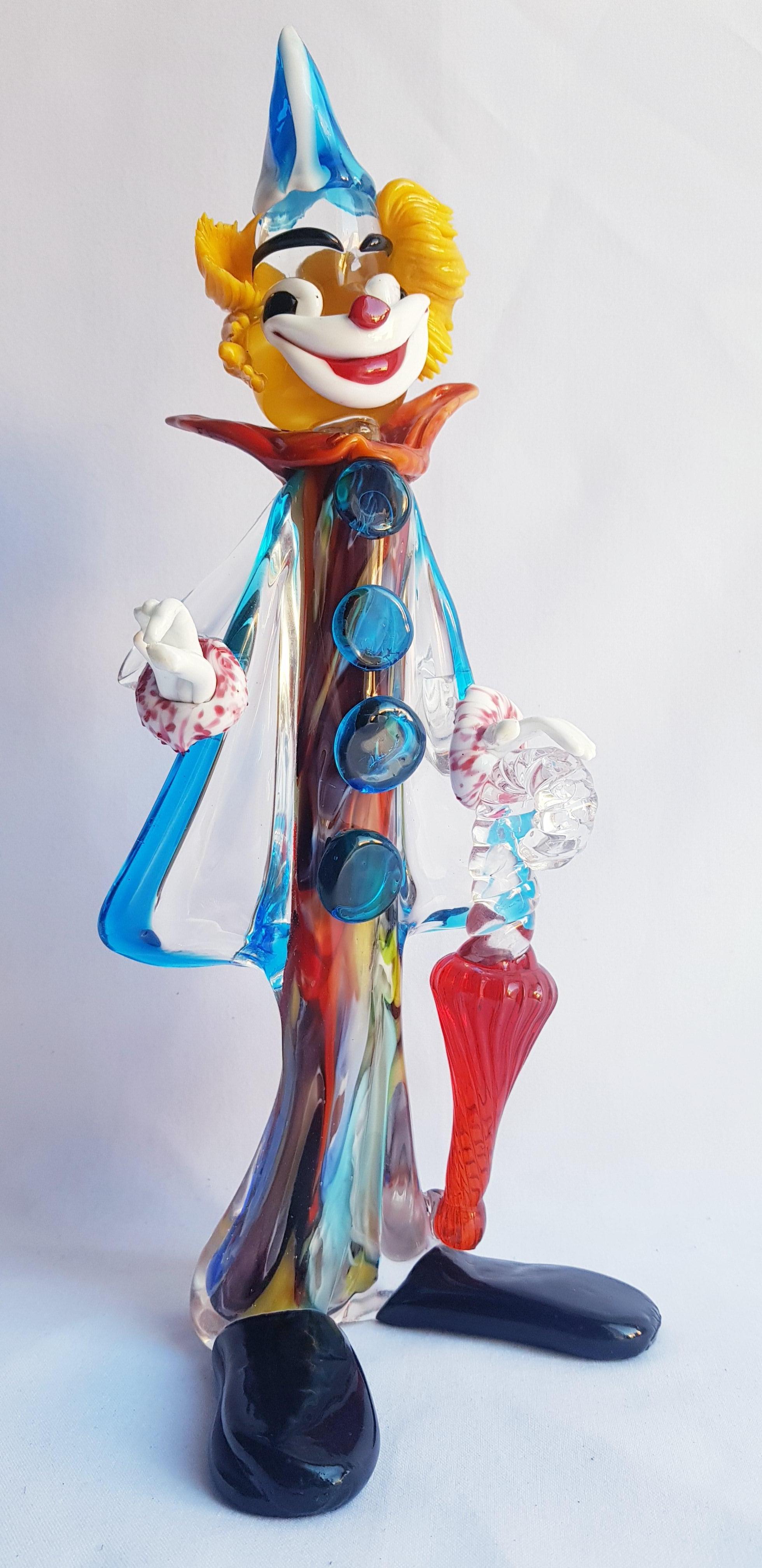 Genuine Murano glass sommerso clown signed by the artist Stefano Toso, years 1960-1970. In excellent condition.