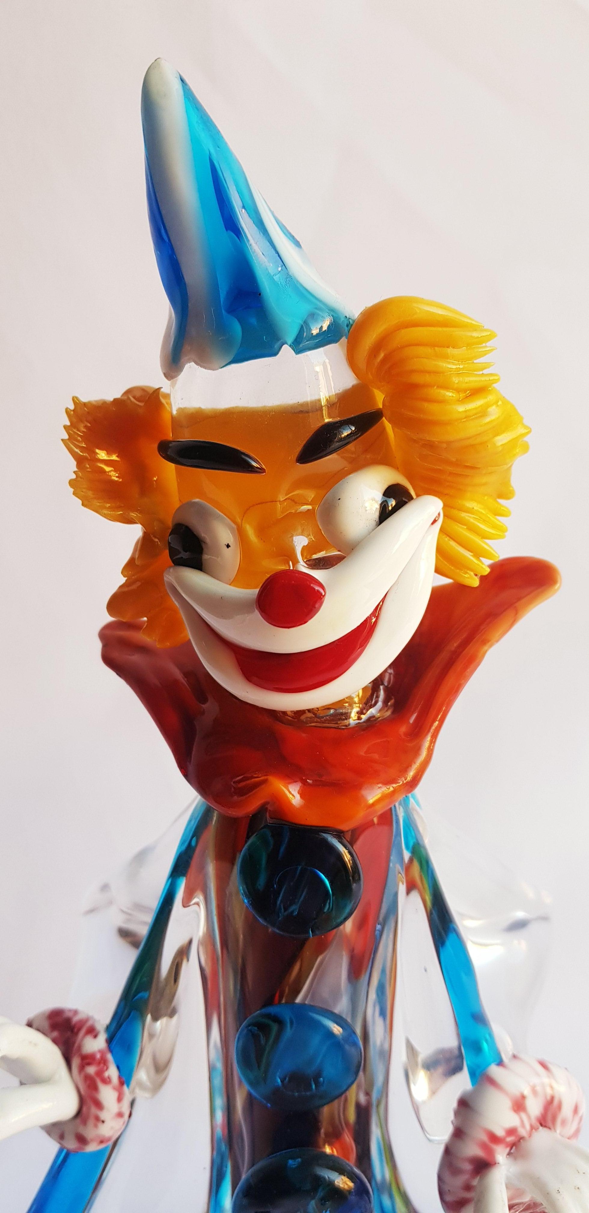 Art Nouveau Middle of century murano glass clown signed  For Sale
