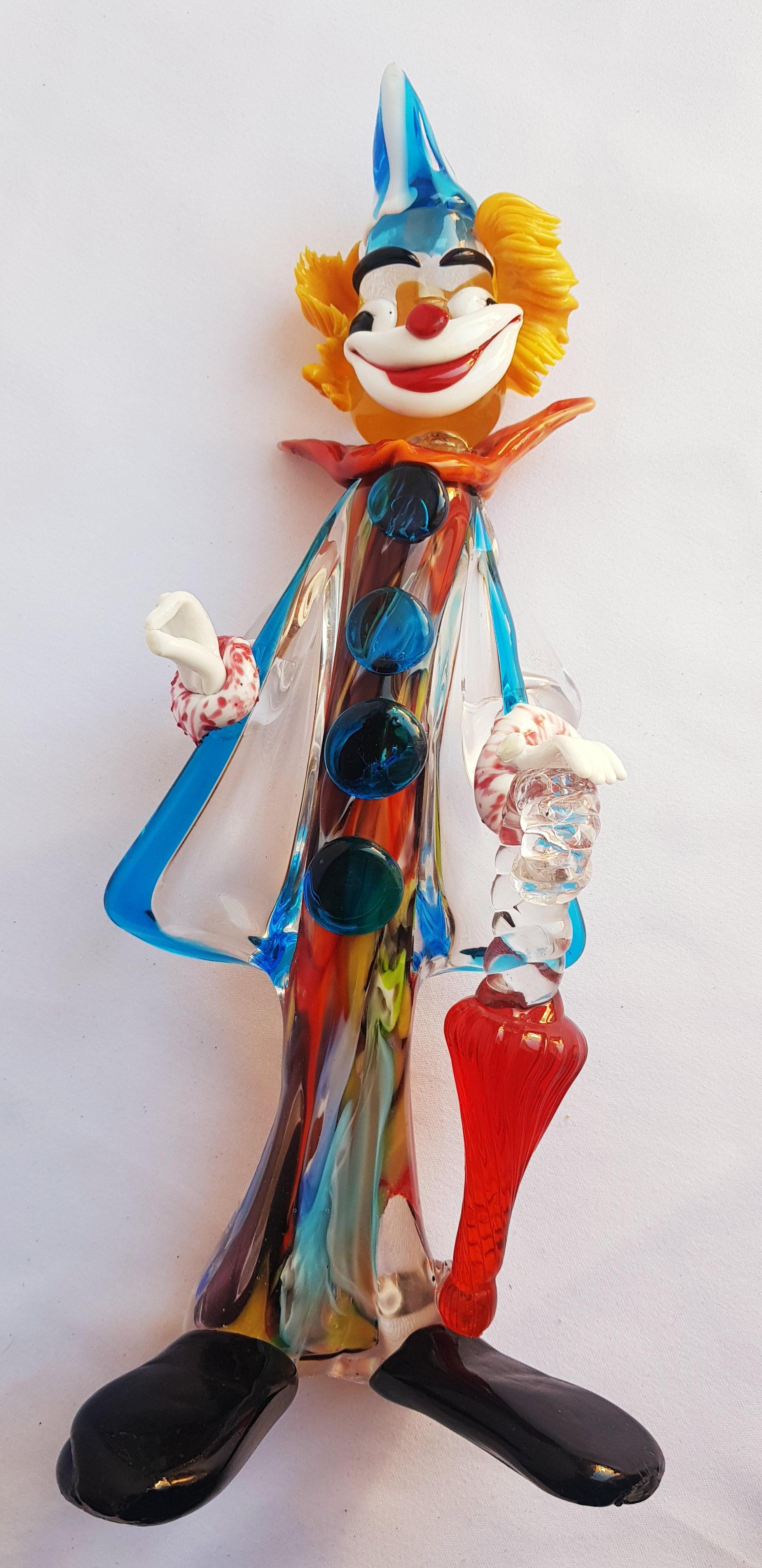 Hand-Crafted Middle of century murano glass clown signed  For Sale