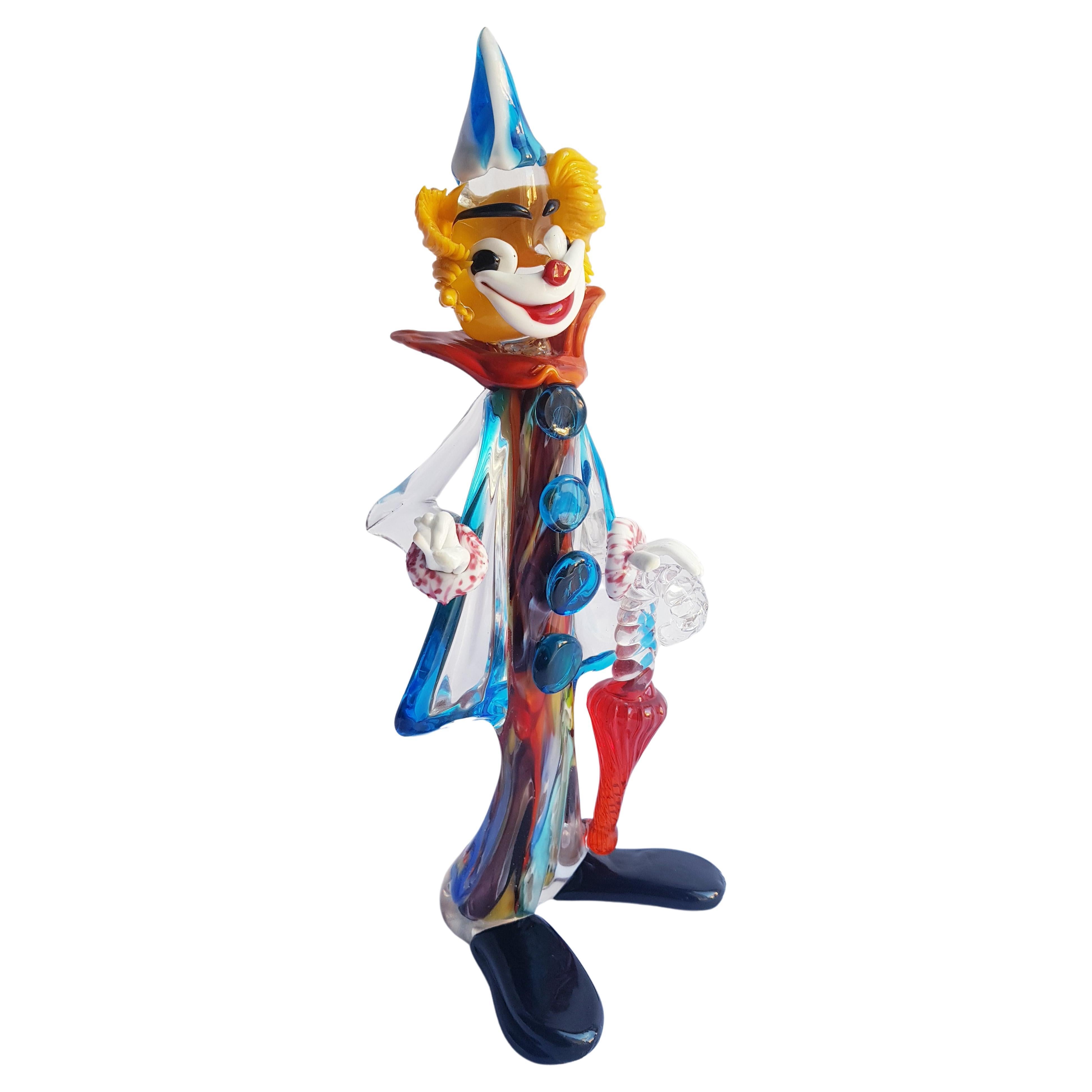 Middle of century murano glass clown signed  For Sale