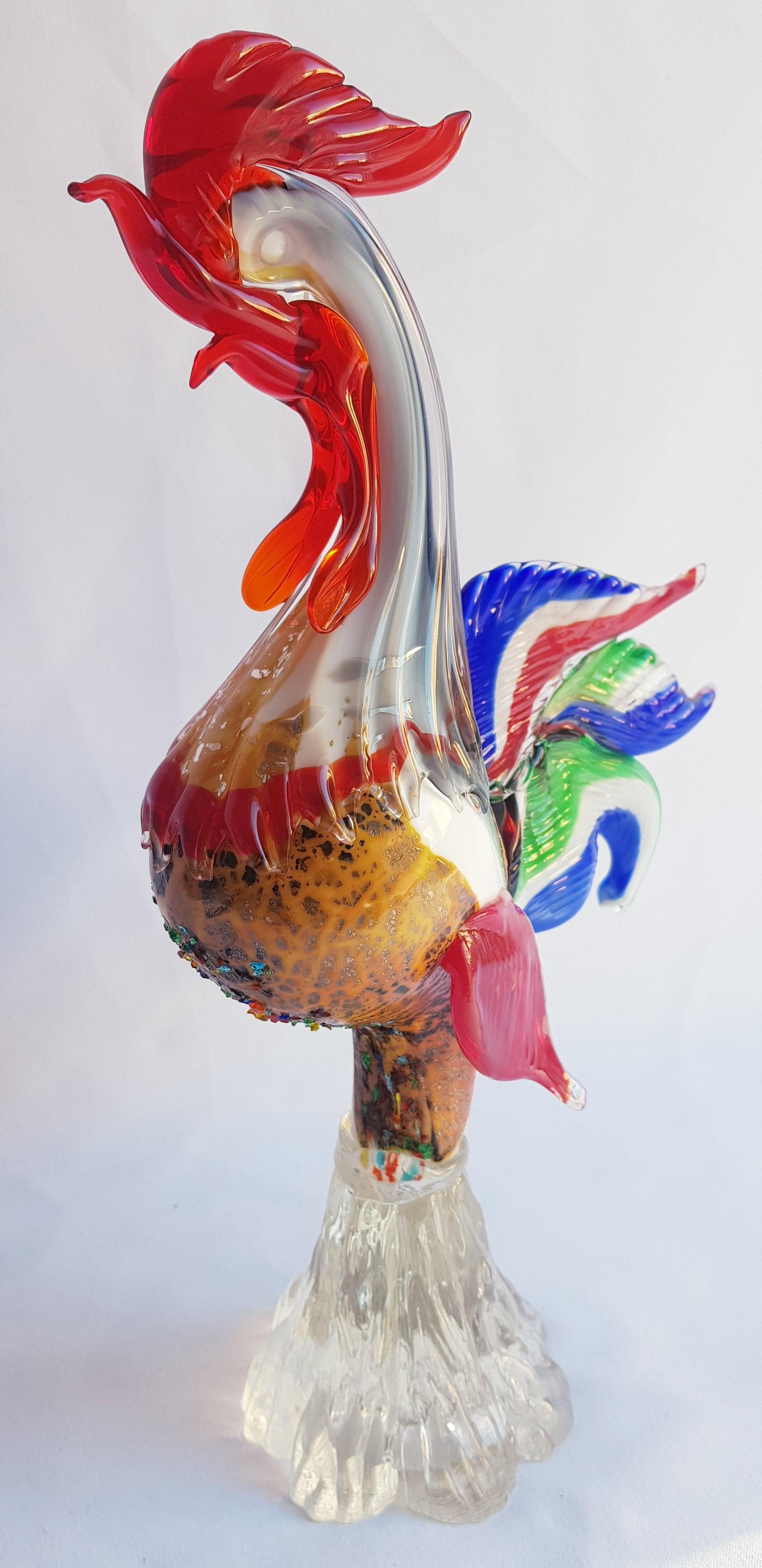 Genuine Murano Glass large Rooster with Original Sticker 2