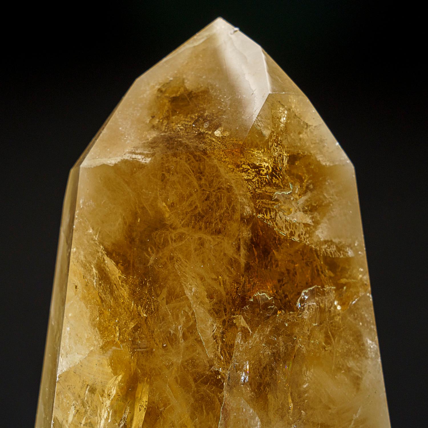 Museum-quality, large crystal of transparent Citrine quartz point with rutile inclusions. This world-class point is extremely large, with top luster and excellent natural smoky yellow color, internally this crystal is flawless.

Citrine can activate
