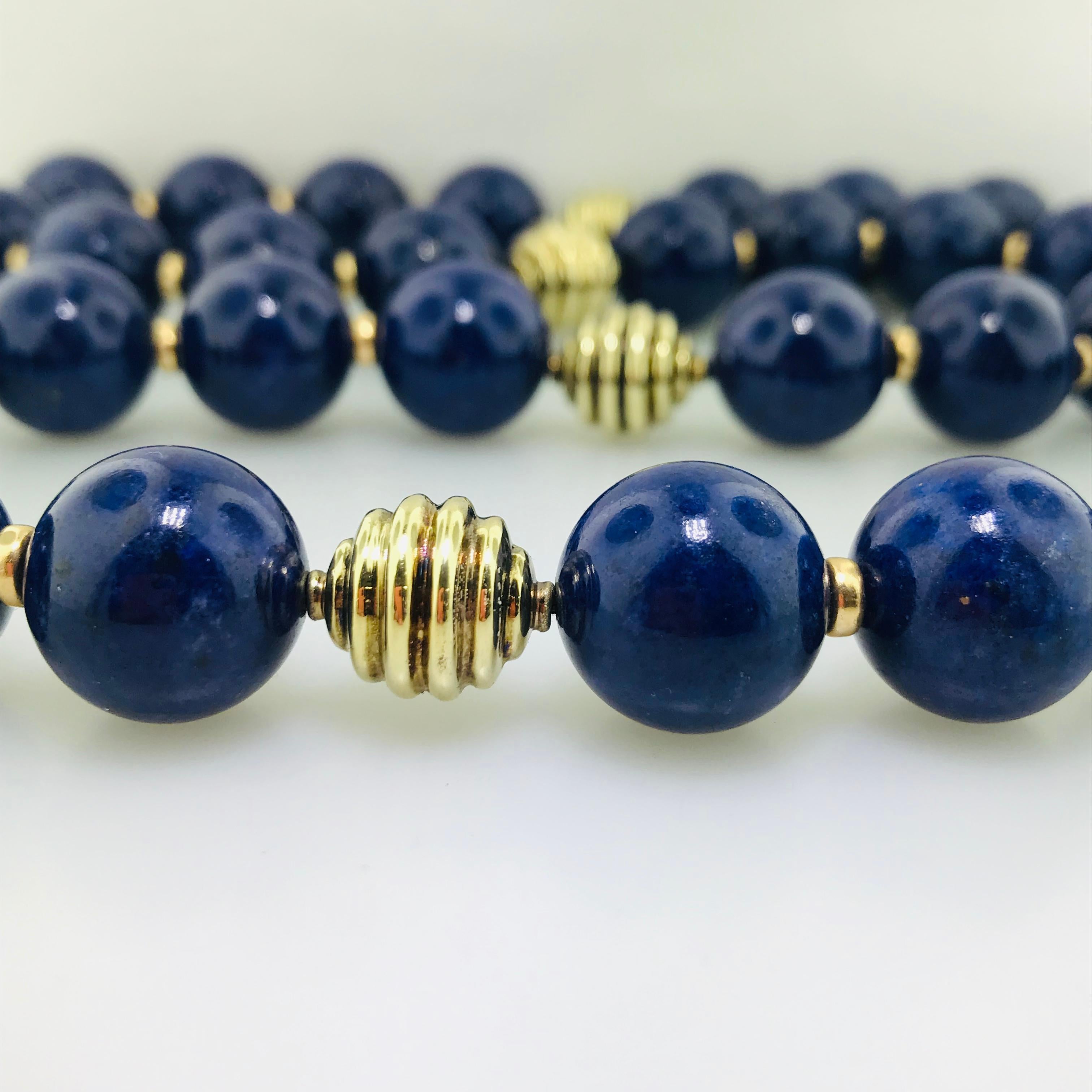 265.00 CTS NATURAL UNTREATED RICH BLUE LAPIS LAZULI ROUND BEADS NECKLACE BEST