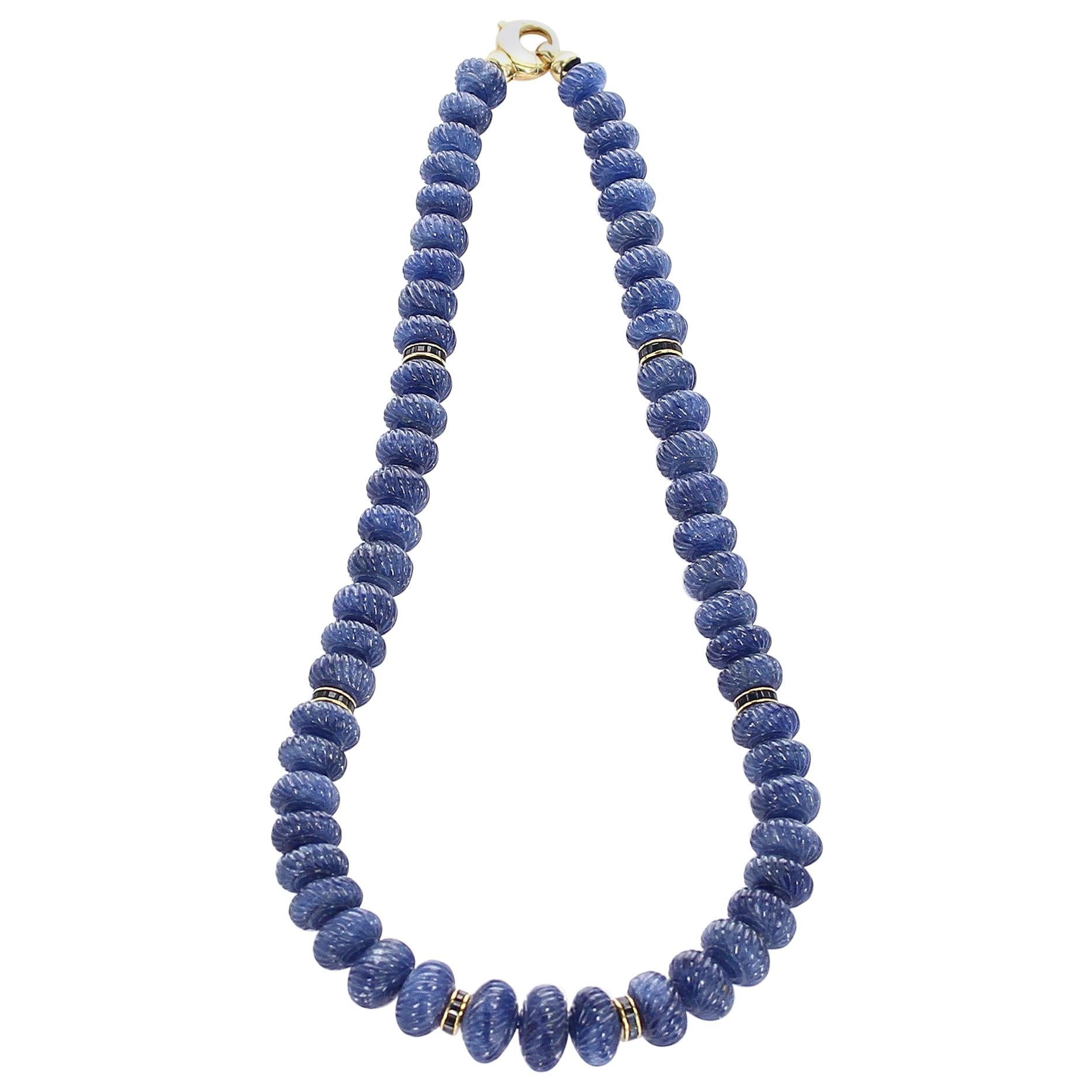 963.00 Cts Earth Mined Blue Sapphire 2 Line Pear Shape Beads Hand Made Necklace 