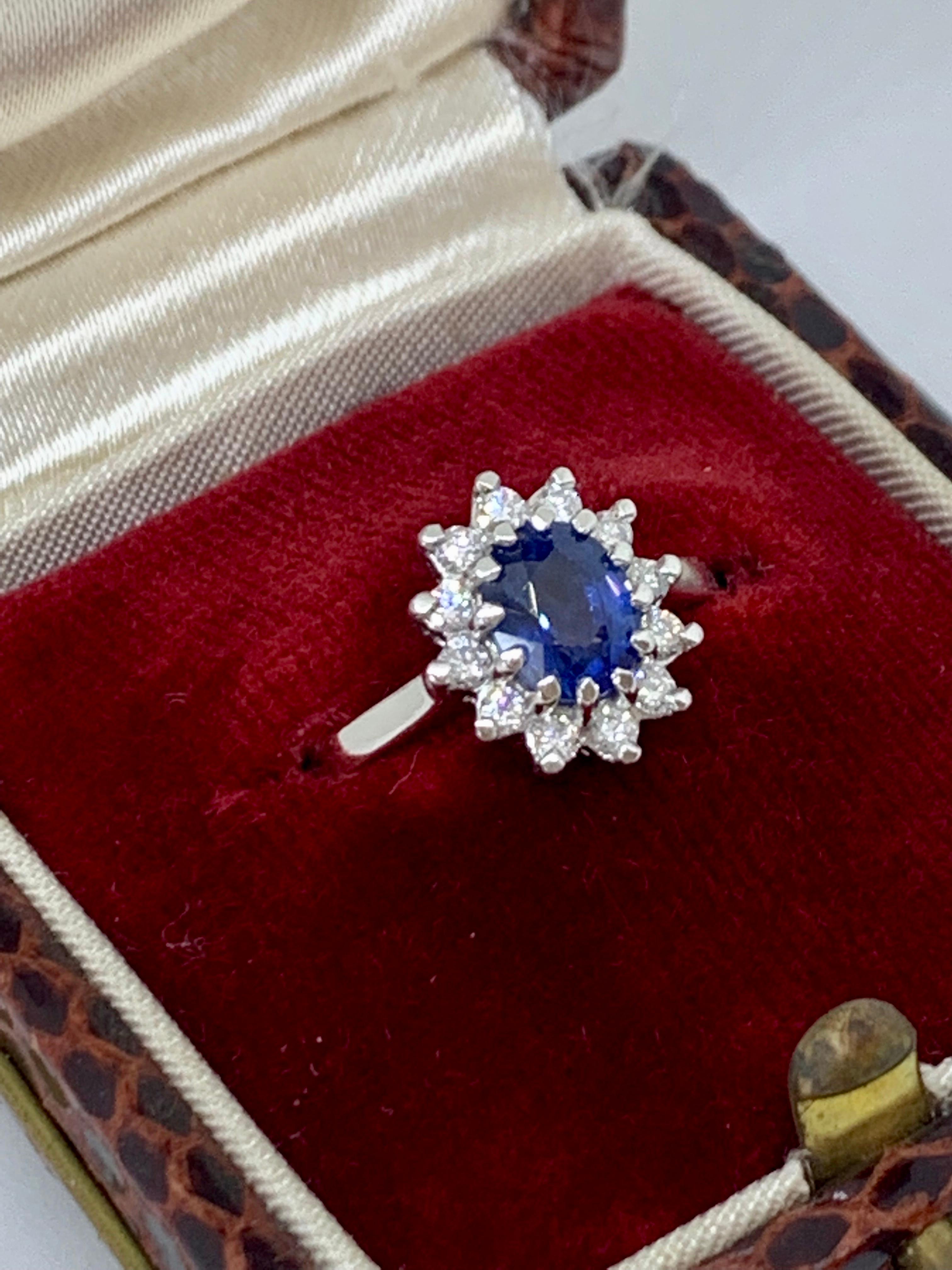 Modern Genuine Natural Ceylon Sapphire Starry Diamond Ring Valuation 9ct White Gold For Sale