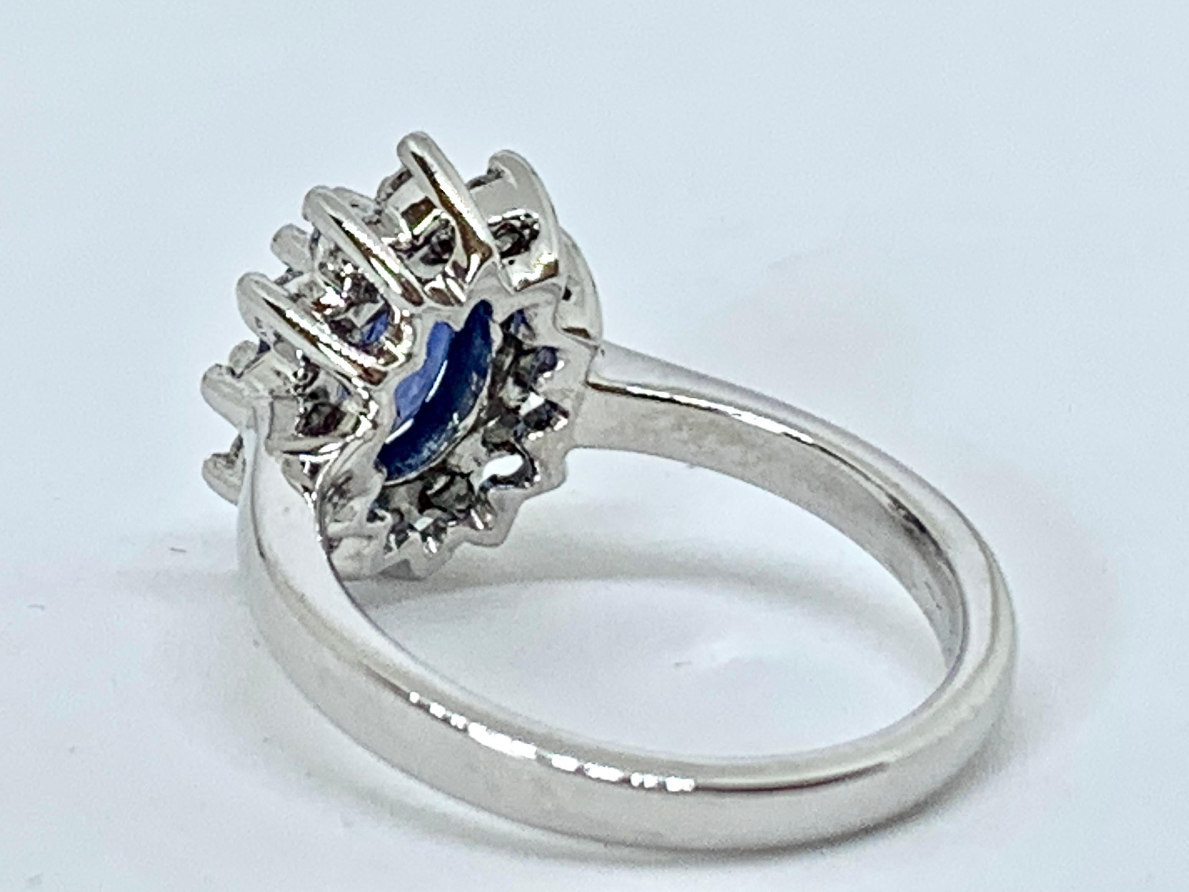 Genuine Natural Ceylon Sapphire Starry Diamond Ring Valuation 9ct White Gold For Sale 1