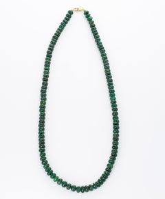 Genuine and Natural Deep Green Fine Emerald Plain and Smooth Bead Necklace