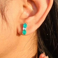 Pendientes ovalados de ónix verde natural Regalo de graduación Hija en plata 925