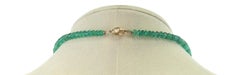 Genuine & Natural & Fine Strand of Emerald Plain Beads Necklace, 14 Karat Gold