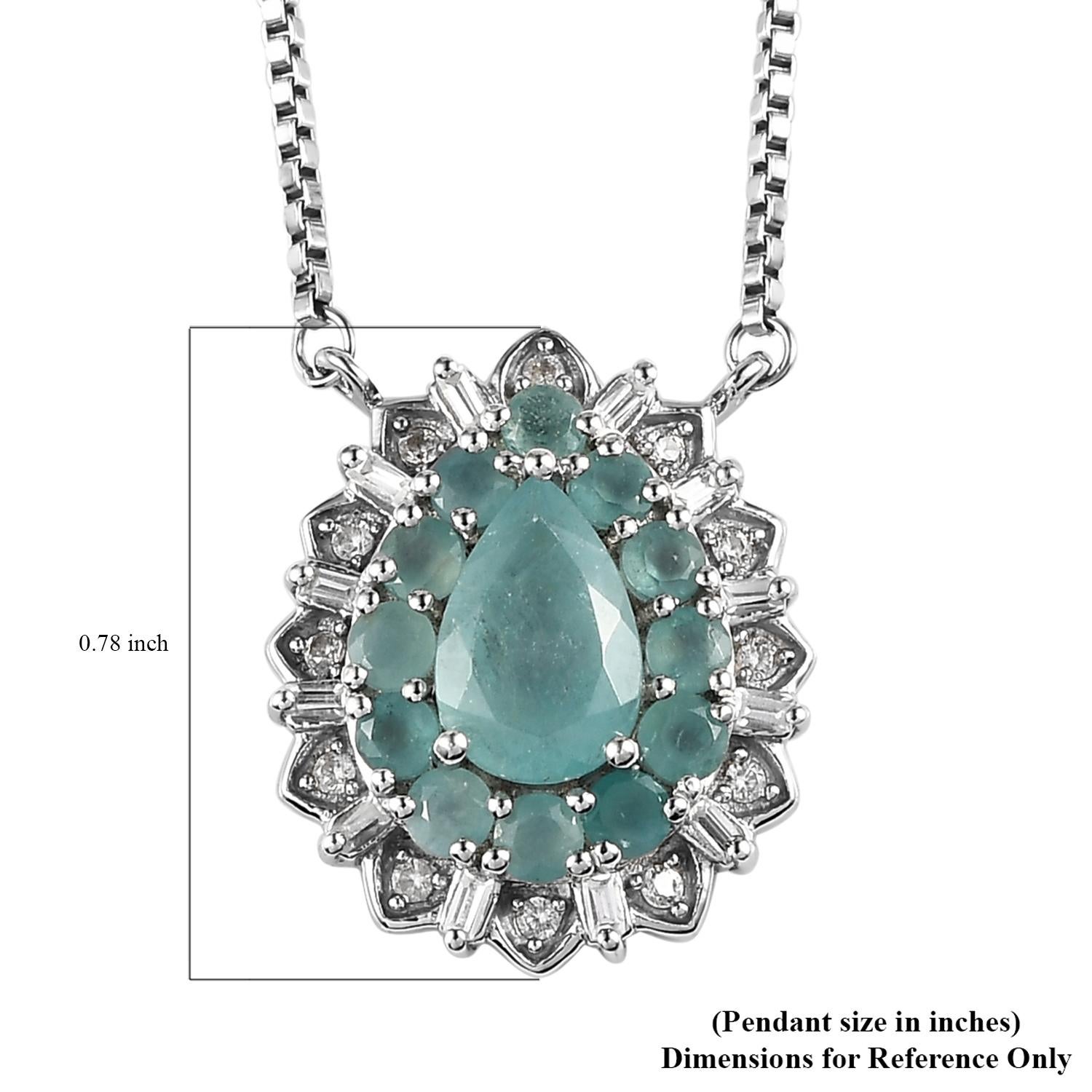 Artisan Grandidierite and White Zircon Pendant Necklace 19 Inches Over Sterling Silver For Sale