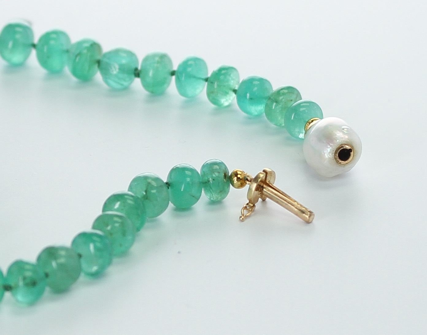 Halskette mit Perlenverschluss, echte und natürliche, große, schlichte, schlichte Smaragd-Perlen mit Perlenverzierung für Damen oder Herren im Angebot