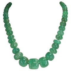 Collar de perlas y esmeraldas auténticas y naturales con cierre de perlas