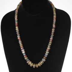 Genuine & Natural Multi-Color Earthy Tone Fancy Sapphire Faceted Beads Necklace