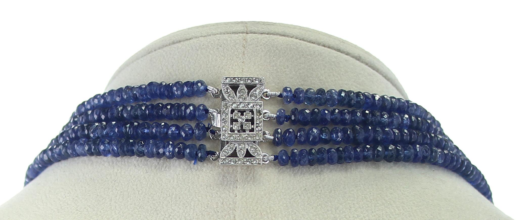 A Genuine & Natural Necklace of Fine Blue Sapphire Faceted Beads. The length ranges from 17.50 to 22