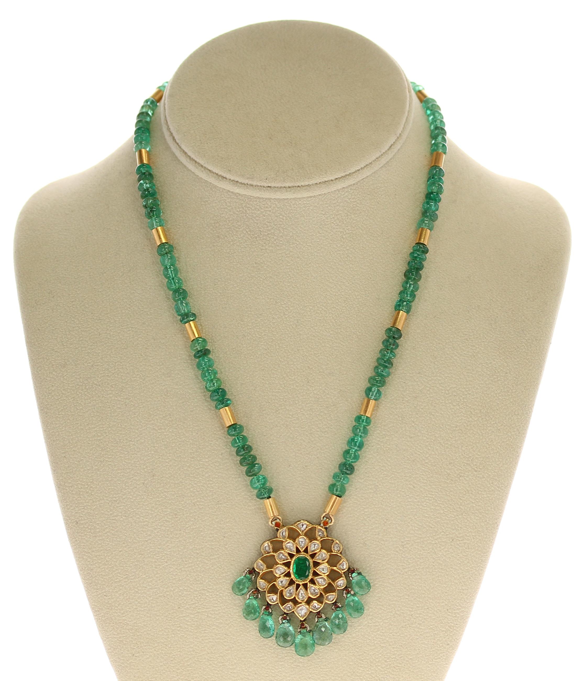emerald beads necklace indian designs