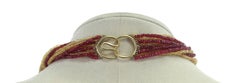 Genuine and Natural Red Spinel and Yellow Sapphire Faceted Beads Choker Necklace