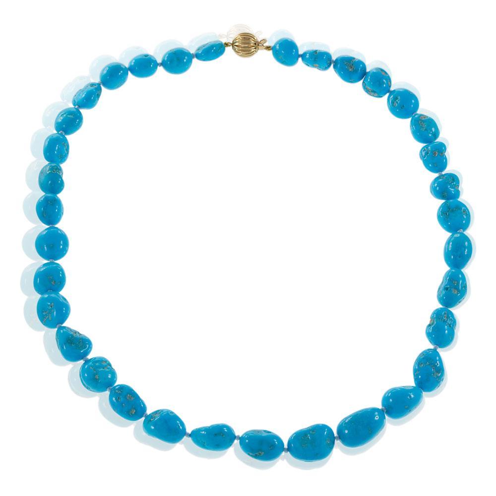 Collar de turquesa natural genuina con pepitas de la Bella Durmiente Cuenta en venta
