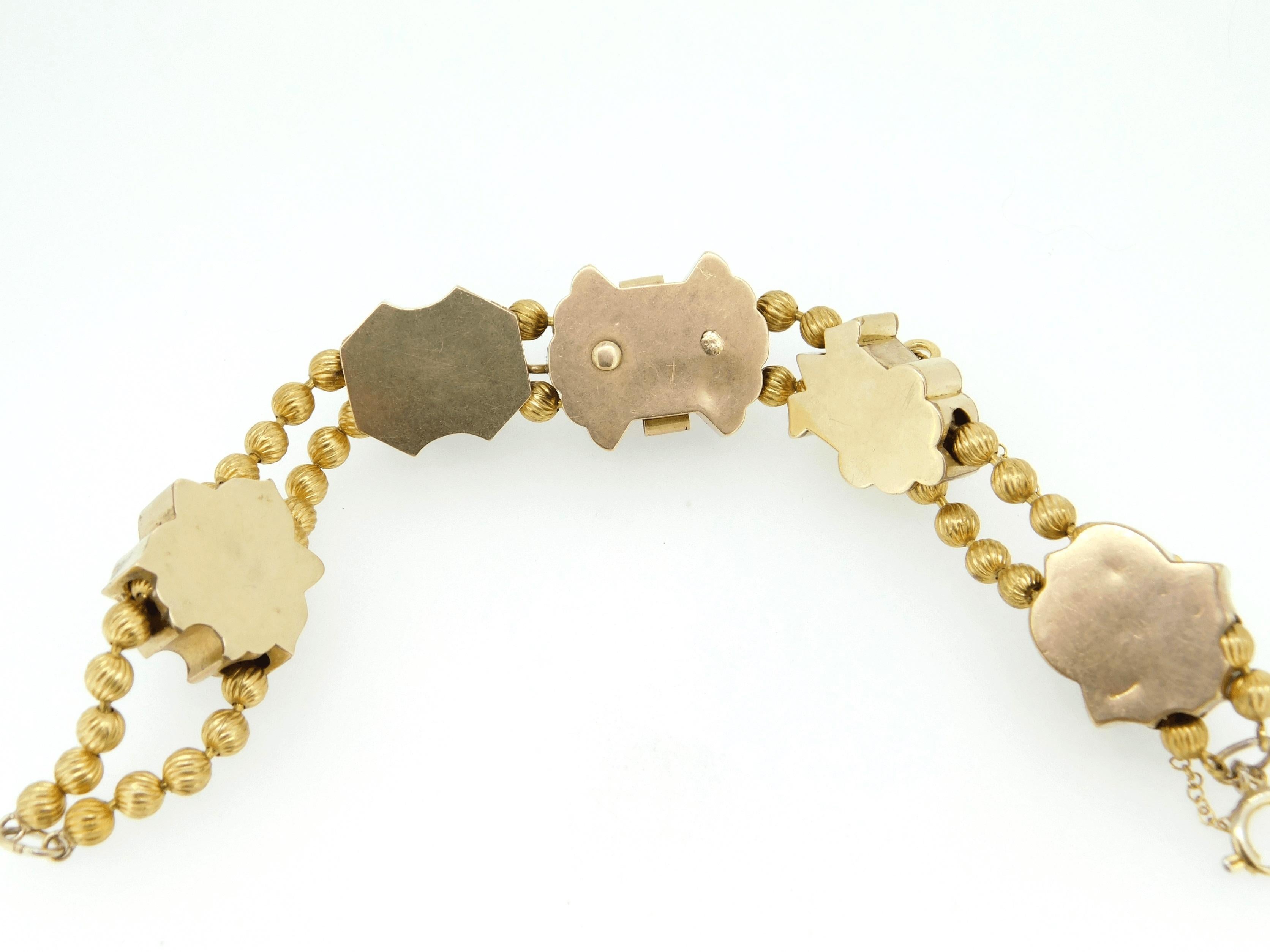 Echter Naturstein Kamee Viktorianisch XL Gold Schiebearmband '#J4362' im Zustand „Hervorragend“ im Angebot in Big Bend, WI